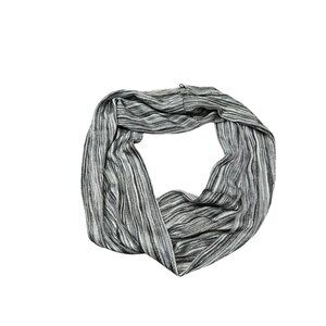 Striped Infinity Scarf Black Gray Wrap Shawl Polyester Blend Comfort Cozy
